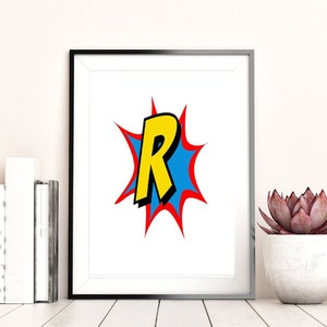 Letra R de quadrinhos, arte de parede para impressão, citações inspiradoras, arte para download, decoração de escritório doméstico, impressão para download