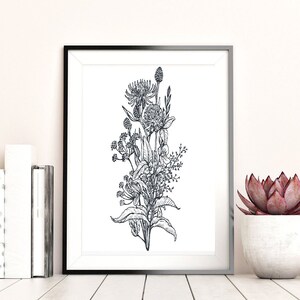 Botanical Art 29 Printable Wall Art, Inspirational Quotes, Downloadable Art, Black and White, Home Office Decor, Downloadable Print