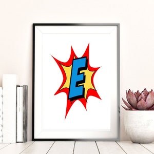 Comic-Buch-Buchstabe E, druckbare Wandkunst, inspirierende Zitate, herunterladbare Kunst, Home Office Dekor, herunterladbare Druck