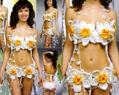 Fairy swimsuit, Flowers Narcissus bikini set, Woodland two piece swimsuit, Belly dance