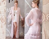 Long Roses Coat Knitting Crochet Sweater Jacket Cardigan Overcoat Designer
