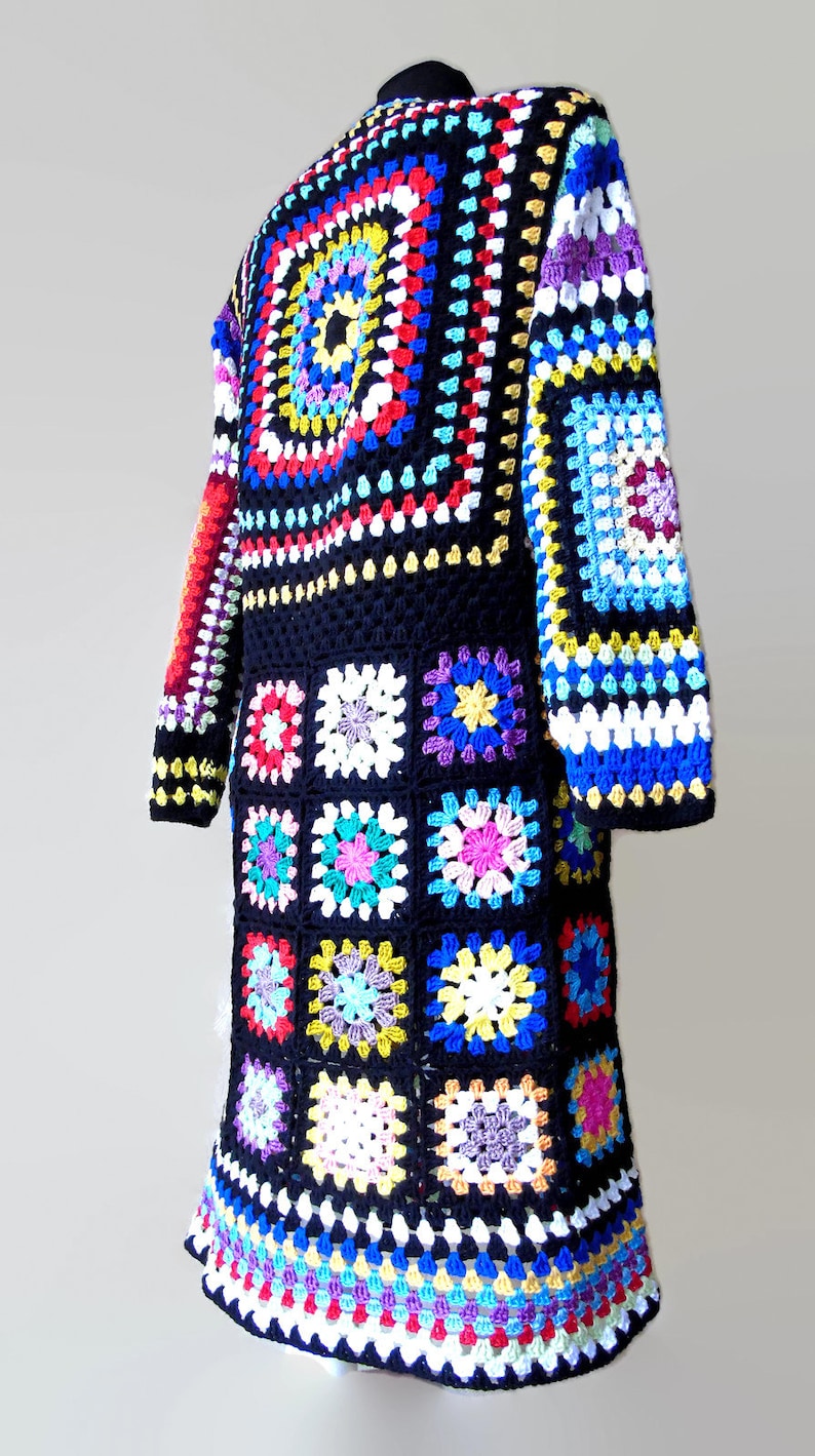 Afghan jacket Granny square crochet coat streetwear Gypsy Etsy