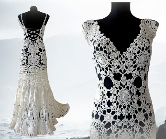 crochet lace bridal gowns