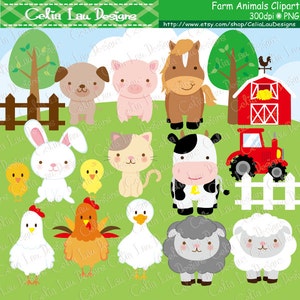 Farm animals Clipart, cute farm animals clip art ,farm clipart , farm party , barnyard animals A033 image 1