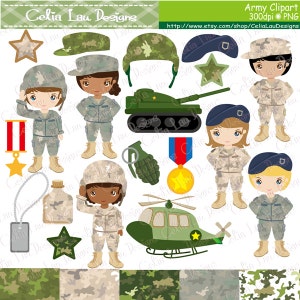 Army Clip Art , Army party kids digital clipart, Camouflage digital paper background CG196 image 1