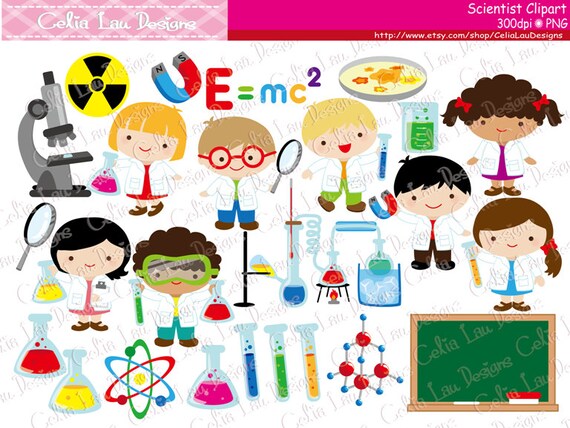 Cute Scientist Digital Clipart Mad Scientist Clip Art Etsy