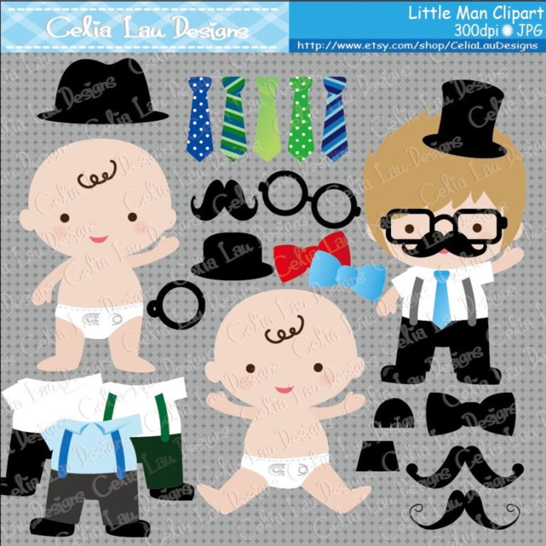 Little Man Birthday little Man Party little Man Baby Shower Mustache Clipart Photo Booth Propscg070 Etsy UK