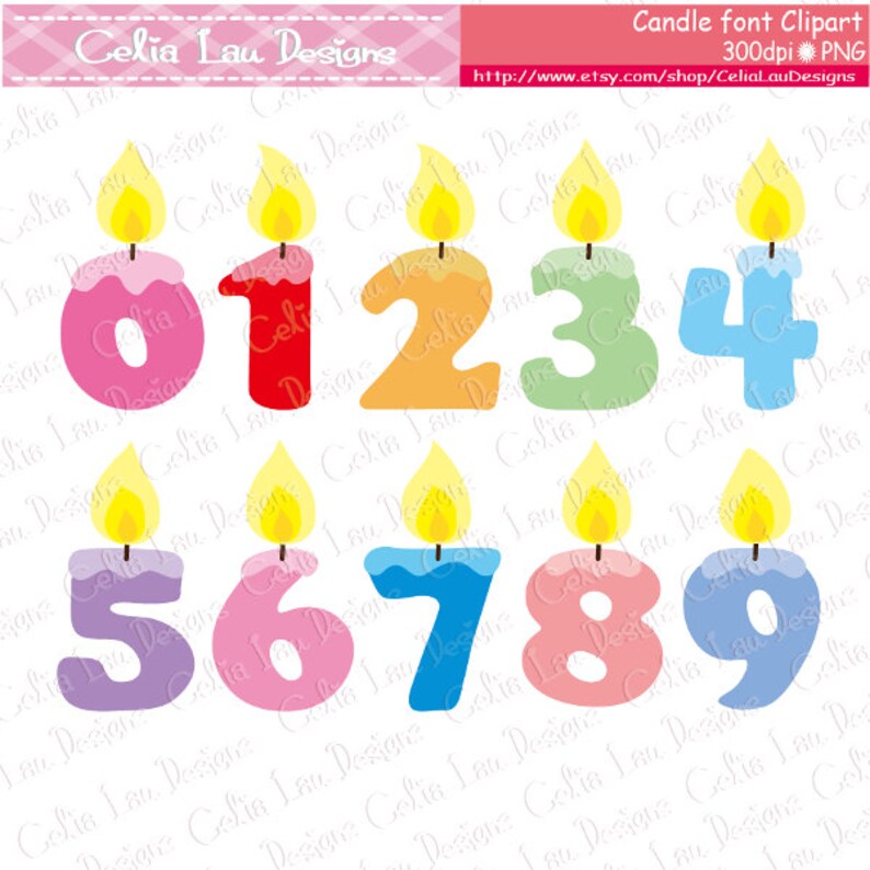 ALPHABET candles Digital Clip Art / Birthday Candle Alphabet and number Clipart for Birthday Party clipart , Card making , Cupcake Toppers image 3