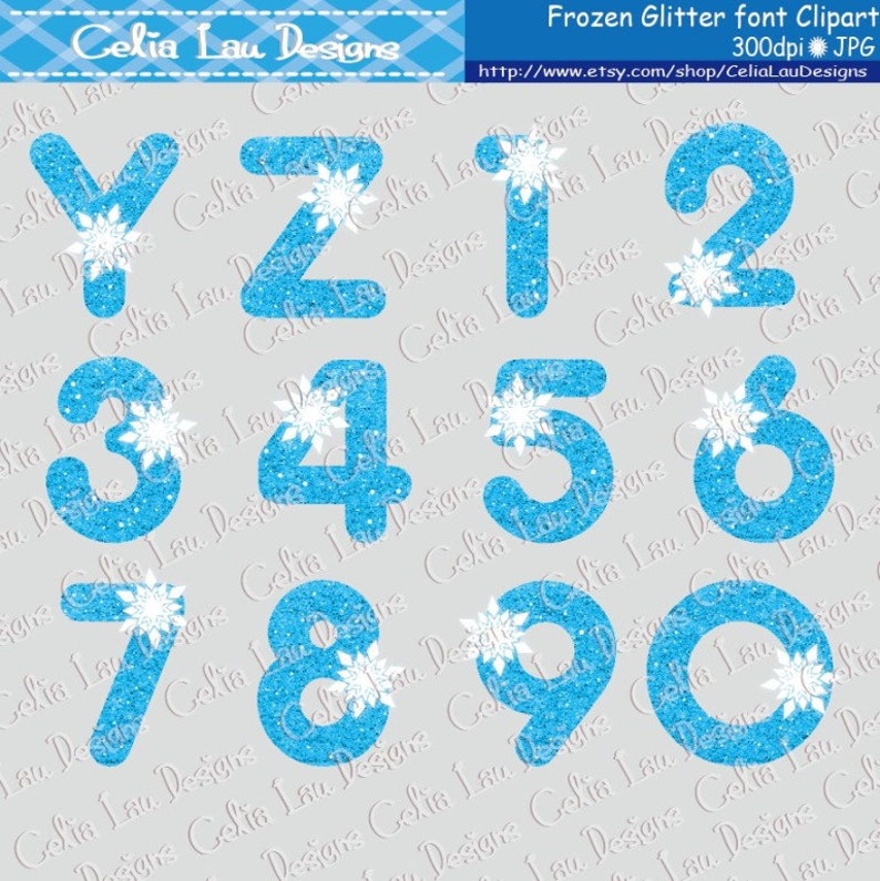 Glitter Alphabet clipart With Frozen Snowflakes , Glitter font for Birthday Party Idea, / INSTANT DOWNLOAD Digital Clipart image 5