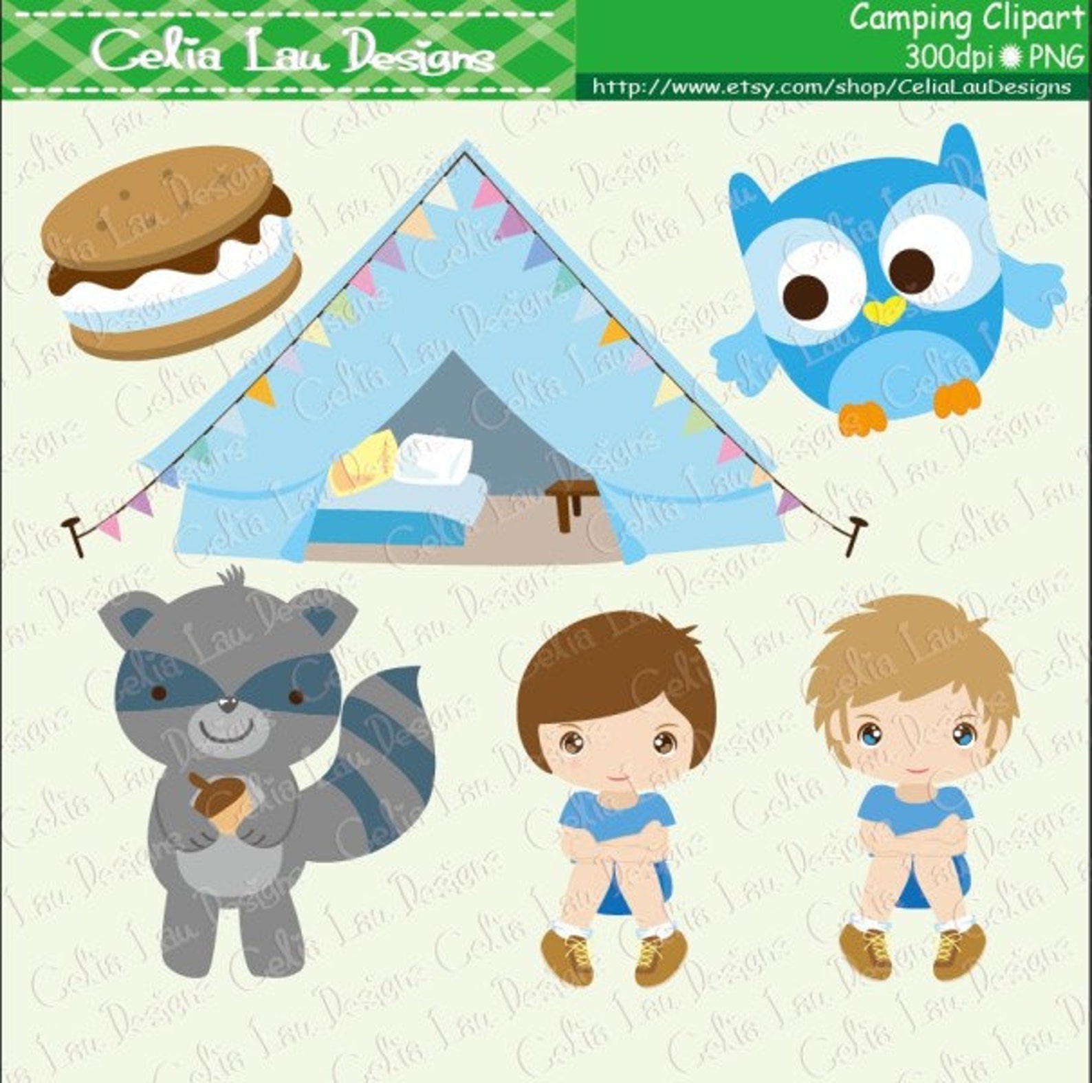 Boy Camping Party Camp Out Party and Forest Animal Clip Art Etsy