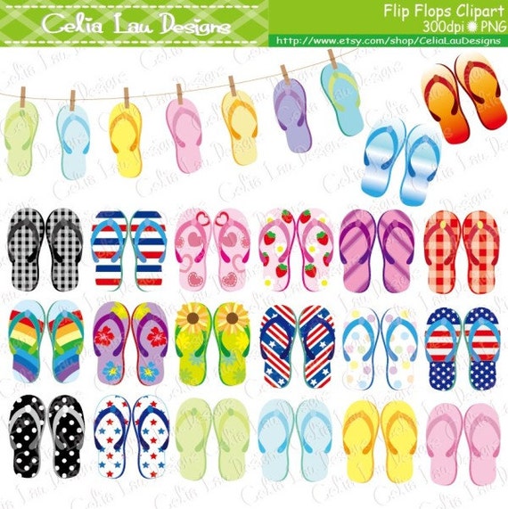 Flip Flop Clip Art Beach Sandals Clipart / Summer Party - Etsy