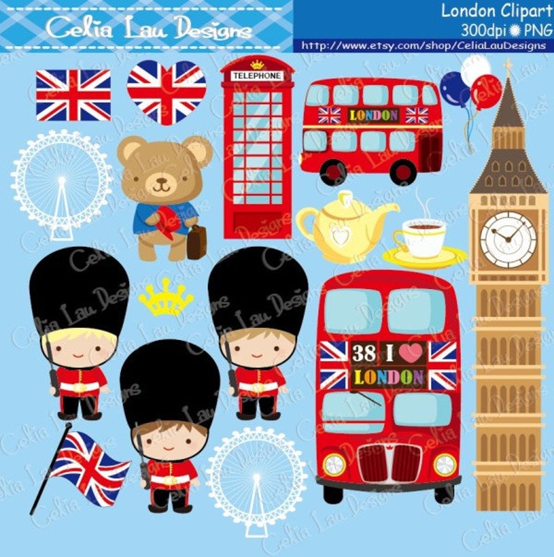 London clipart , London England British Clip art , Great Britian United Kingdom clipart CG128 / INSTANT DOWNLOAD image 2