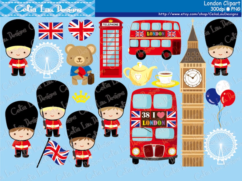 London clipart , London England British Clip art , Great Britian United Kingdom clipart CG128 / INSTANT DOWNLOAD image 1