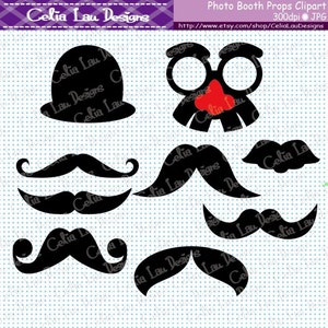 Mustache Clipart, Photo Booth Props, Hats and Spectacles / DIY ...