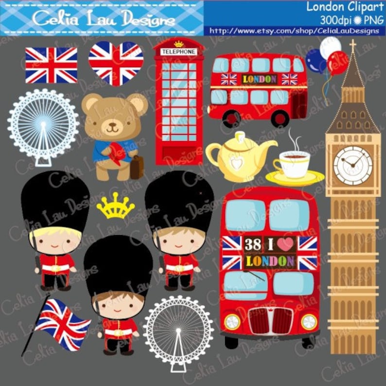 London clipart , London England British Clip art , Great Britian United Kingdom clipart CG128 / INSTANT DOWNLOAD image 3