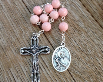 Pink St Gerard Majella chaplet, Expectant mother gift, Pregnancy gift, Patron Saint of pregnancy, childbirth, prolife, prayer for mothers