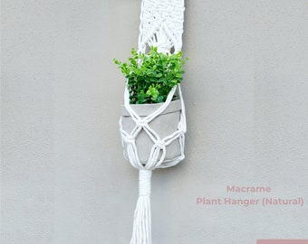 Suporte para plantas em macramê feito à mão, decoração boho para casa, algodão reciclado, presente ecológico