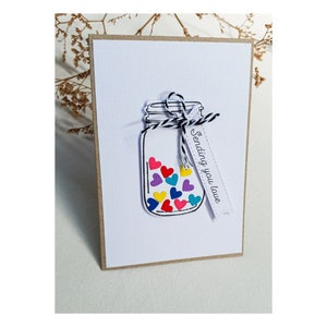 Sending you love card, Cute Heart, Hearts in a Jar, I love you, Sending love so it's there when you need it, Sending hugs, Eco-friendly Card