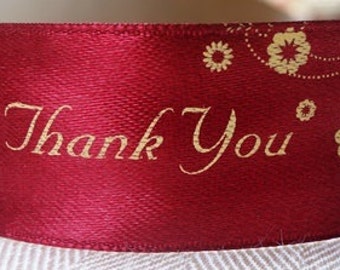 bookbinding supplies sydney Maroon Satin Thank You Ribbon