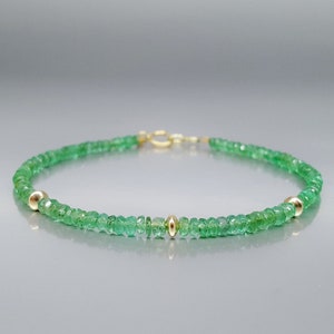 Fine bracelet Colombian Emerald 14k gold handmade unique gift for her or him green genuine precious gemstone May birthstone anniversary gift