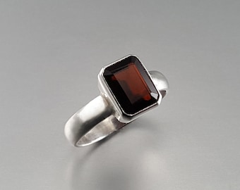 Granaatring zilver uniek cadeau voor haar natuurlijke rode liefdesedelsteen solitaire ring geboortesteen januari 2-jarig jubileum DDP US betaald