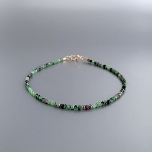 Deinty Armband Rubin Zoisite einzigartige Geschenk für sie natürliche Perle grün rot Edelstein Handarbeit Juli Geburtsstein Jahrestag Geschenk DDP US bezahlt