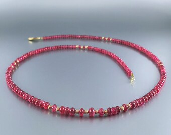 Necklace red Spinel with 14k gold solid unique gift for her natural precious genuine gemstone elegant stunning design