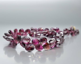 Necklace Garnet drops unique gift for her love stone natural dark red Rhodolite gemstone January birthstone 2 year anniversary