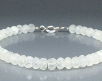 Bracelet Moonstone unique gift for her or him white faceted natural gemstone handmade June birthstone gift bridal jewelry DDP US paid