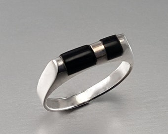 Ring Onyx en sterlingzilver uniek cadeau voor haar of hem natuurlijke zwarte edelsteen 7 jaar jubileum DDP US betaald