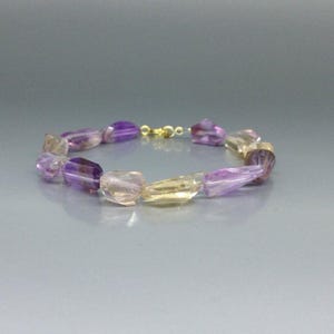 Bracelet Ametrine unique gift for her natural purple and yellow mix gemstone special handmade present friend healing stone DDP US paid