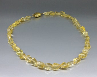 Statement necklace Citrine unique gift for her natural yellow faceted tumble gemstone  November birthstone 13 year anniversary gift