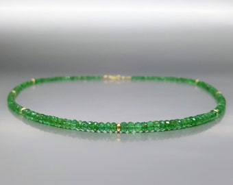 Fine necklace Colombian Emerald with solid 14k gold unique gift for her genuine natural green precious gemstone  May birthstone anniversary