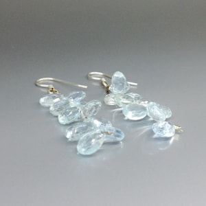 Dangle Aquamarine teardrop earrings unique gift for her genuine natural light blue gemstone bridal jewelry March birthstone anniversary image 3