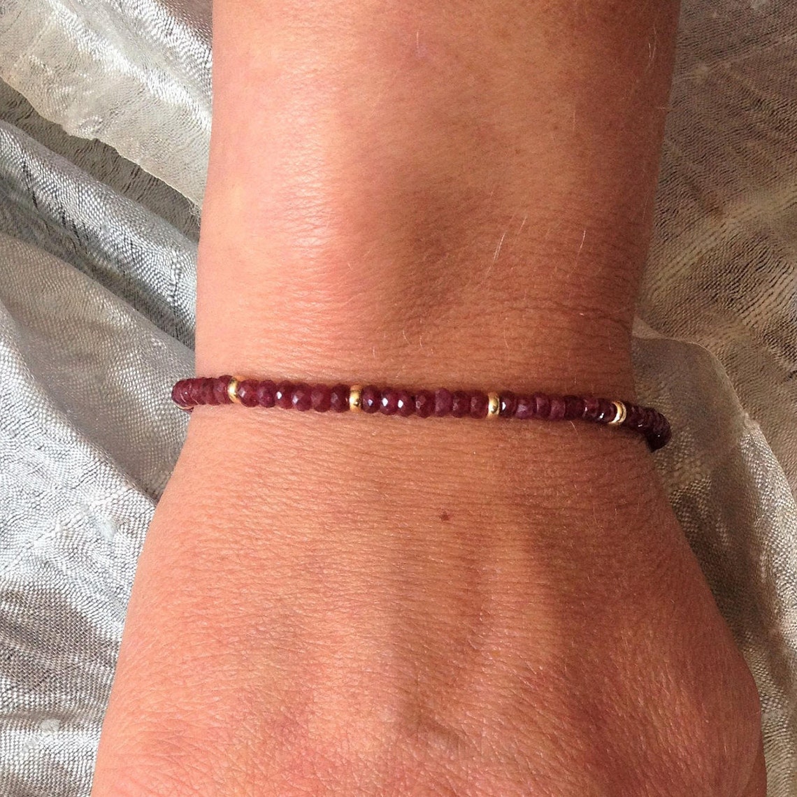 Fine Bracelet Ruby With Solid 14K Gold Unique Gift for Her Etsy