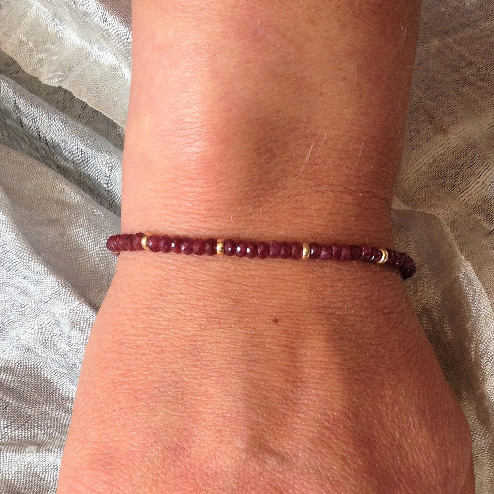 Fine Bracelet Ruby With Solid 14K Gold Unique Gift for Her Etsy