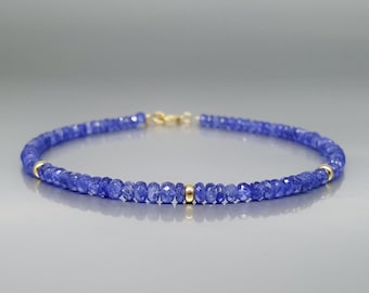 Fine bracelet Sapphire 14k gold handmade unique gift for her genuine precious blue gemstone September birthstone anniversary gift
