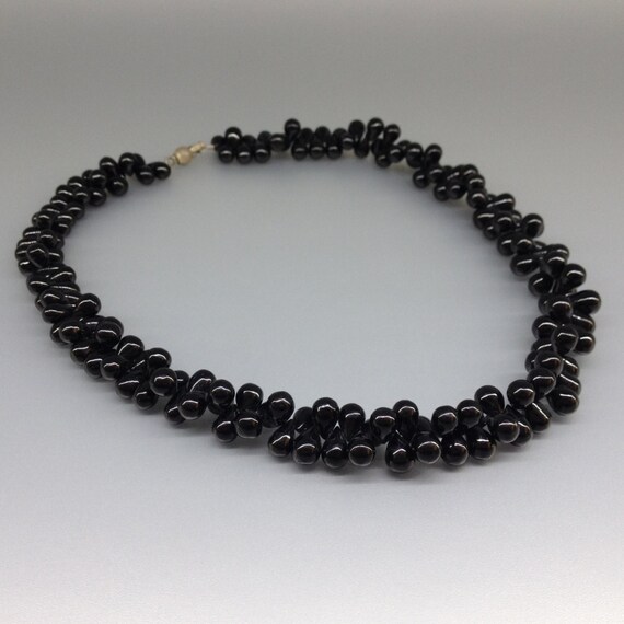 Necklace black Spinel drops unique gift for her genuine natural gemstone polished teardrops beads 22 year anniversary gift DDP US paid