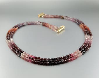 Layered necklace red Spinel unique gift for her shades of natural multi color gemstone love stone elegant design 22 year anniversary