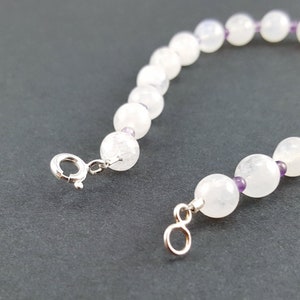 Bracelet Moonstone and Amethyst unique gift for her or him blue shining white and purple gemstone June birthstone bridal jewelry image 4