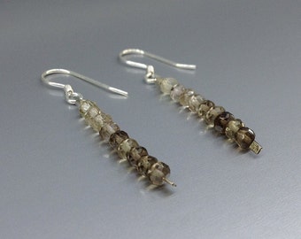 Earrings Smoky Quartz silver Handmade unique gift for her shaded light to dark faceted brown natural gemstones dangle earrings