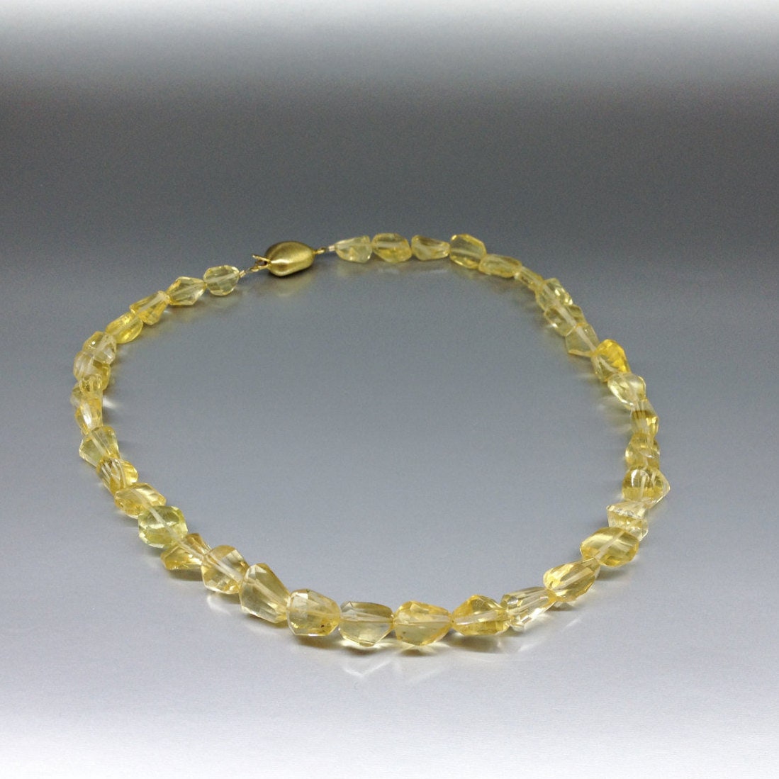 Bright Citrine necklace with 14K gold plated matching clasp Etsy