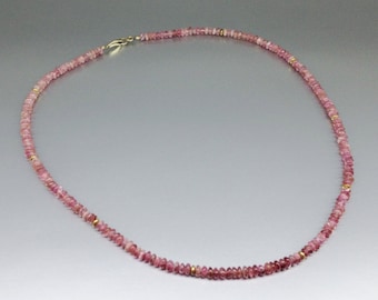 Pink Tourmaline necklace handmade unique gift for her or him polished Rubellite natural gemstone October birthstone anniversary DDP US paid