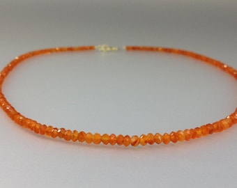 Carnelian necklace unique gift for her or him orange natural faceted gemstone jewelry healing stone DDP US paid