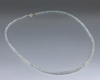 Fine Aquamarine necklace unique gift for her faceted light blue beads natural gemstone bridal jewelry March birthstone DDP US paid