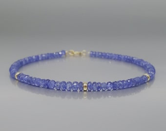 Fine bracelet Sapphire 14k gold handmade unique gift for her genuine precious blue gemstone September birthstone anniversary DDP US paid