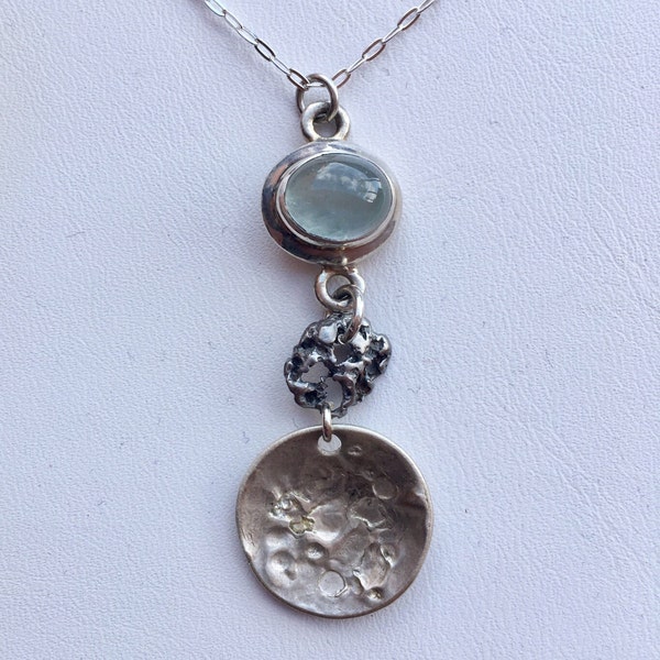 Aquamarine Necklace | Meteorite Necklace | March Birthstone necklace | statement necklace | gemstone necklace | birthstone necklace