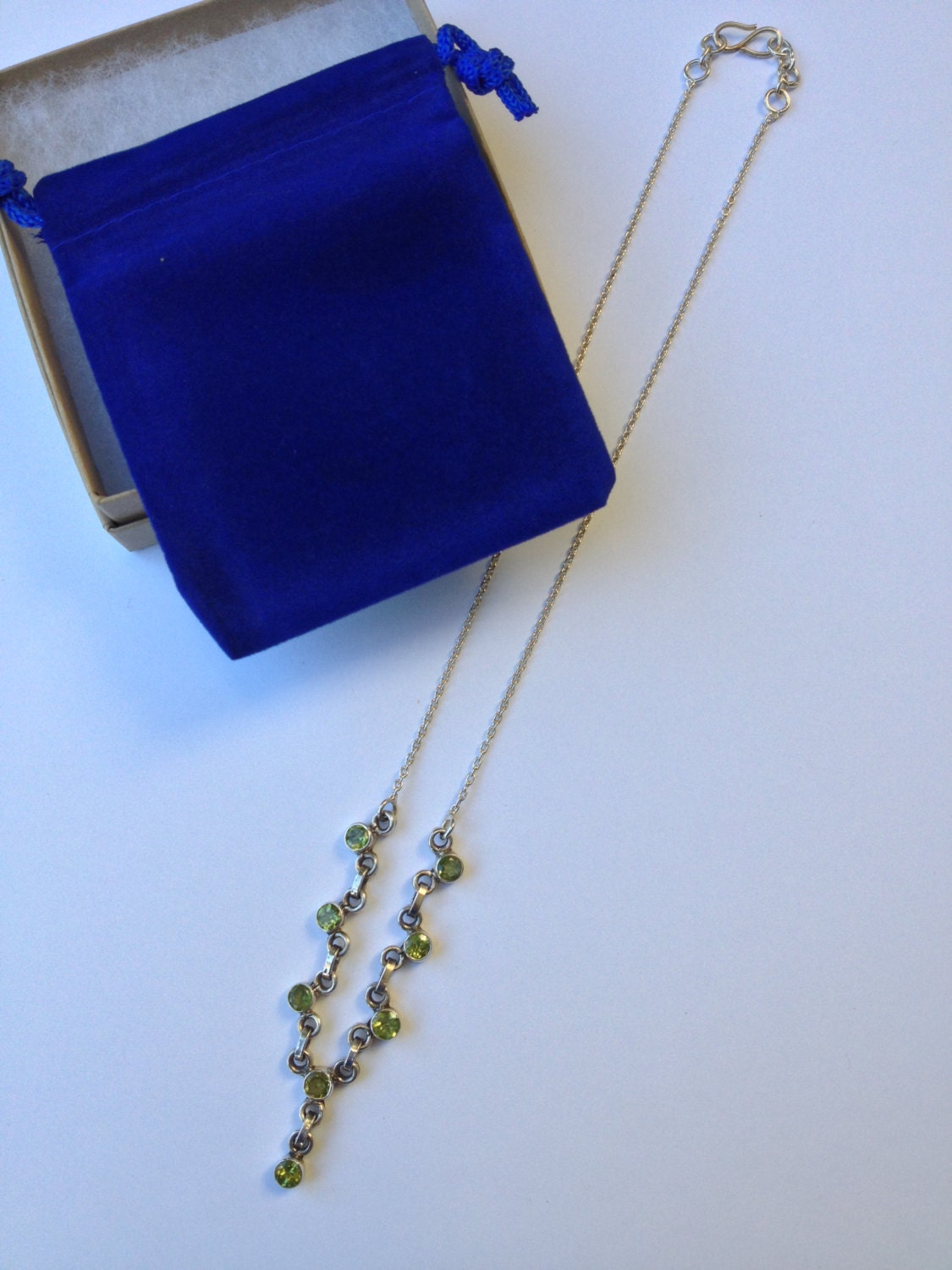 Peridot Sterling Silver Y Necklace August Birthstone Etsy