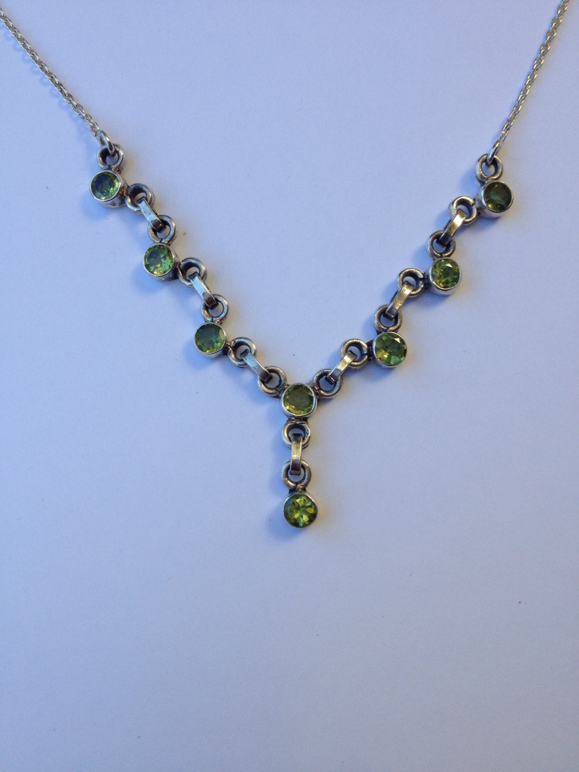 Peridot Sterling Silver Y Necklace August Birthstone - Etsy