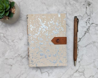 White Cork Leather Diary, Eco Friendly Journal, A6, White Journal